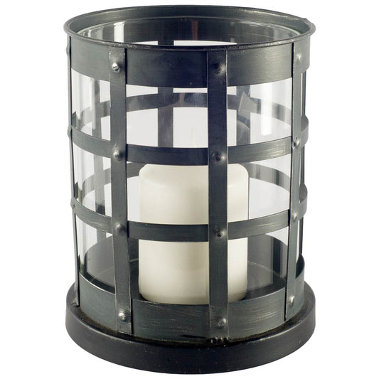 Oliver Black Metal/Glass Caged Table Candle Holder