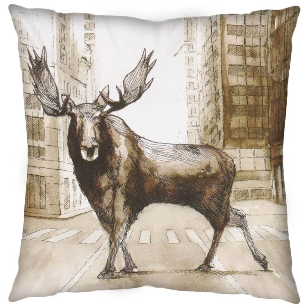Northstreet II 18 x 18 Brown Moose City Crossing Pillow Cover