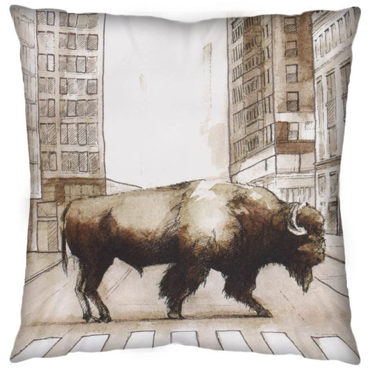 Northstreet II 18 x 18 Brown Bison City Crossing Pillow Cover
