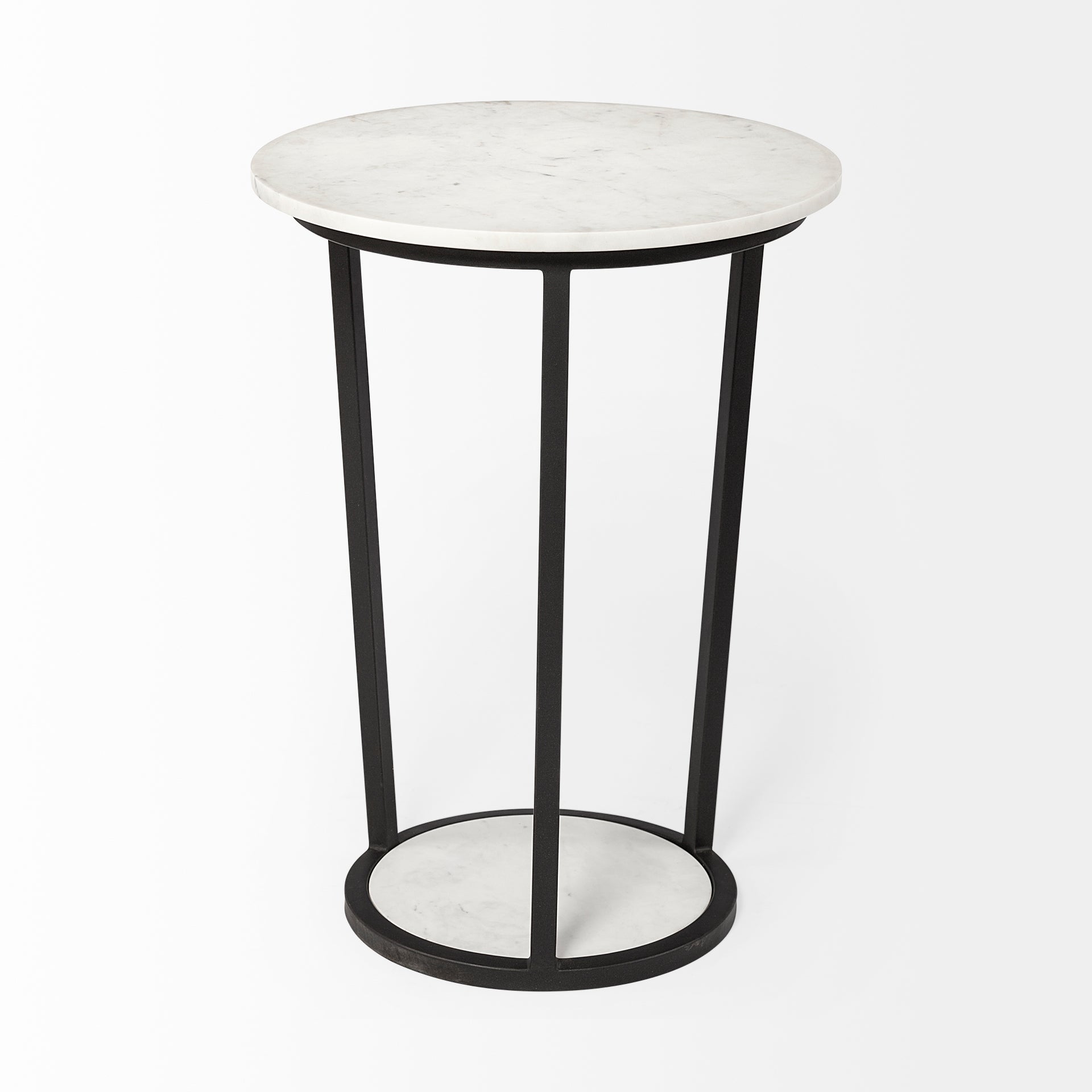 Bombola Accent Table White Marble | Black Metal | 18W - accent-tables