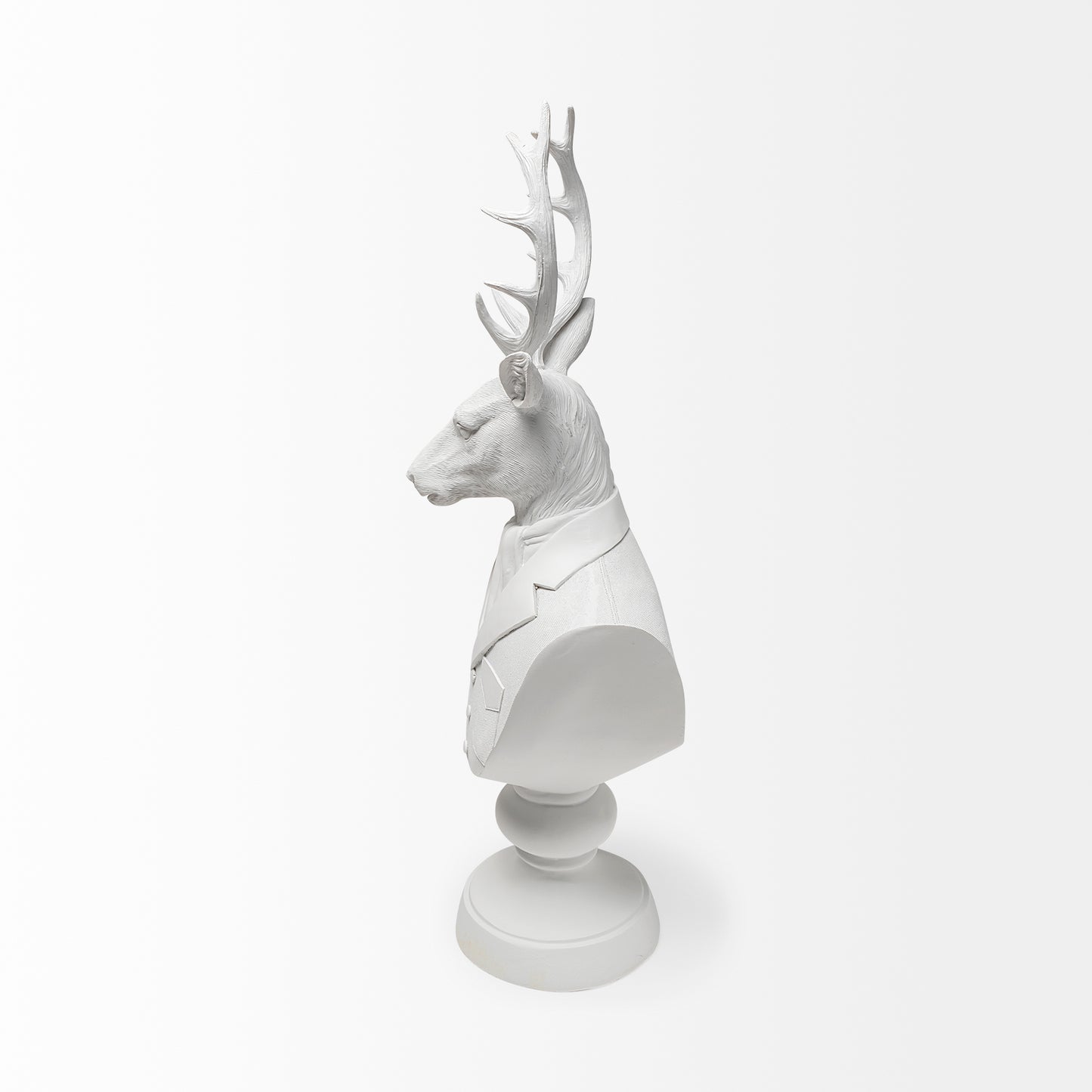 Mozart 22.5H White Painted Resin Deer In A Suit Bust