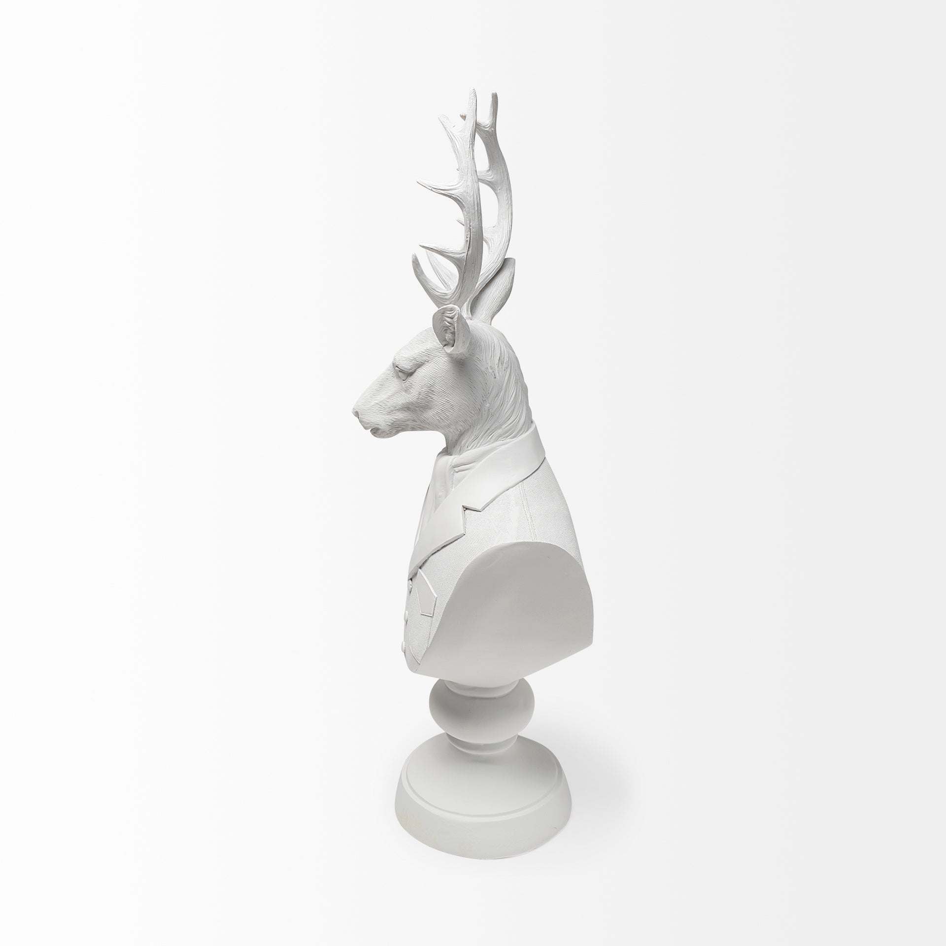 Mozart 22.5H White Painted Resin Deer In A Suit Bust
