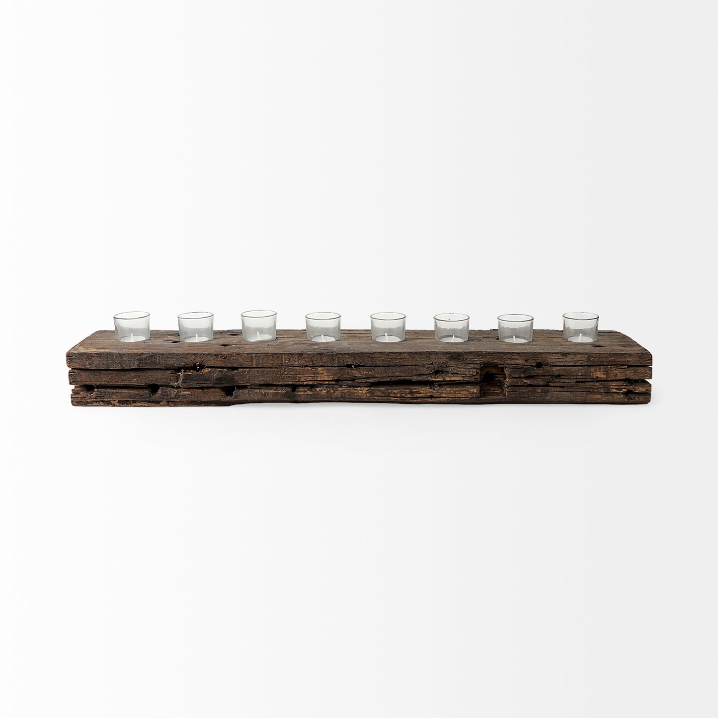 Lakara Reclaimed Wood Eight Tealight Table Candle Holder