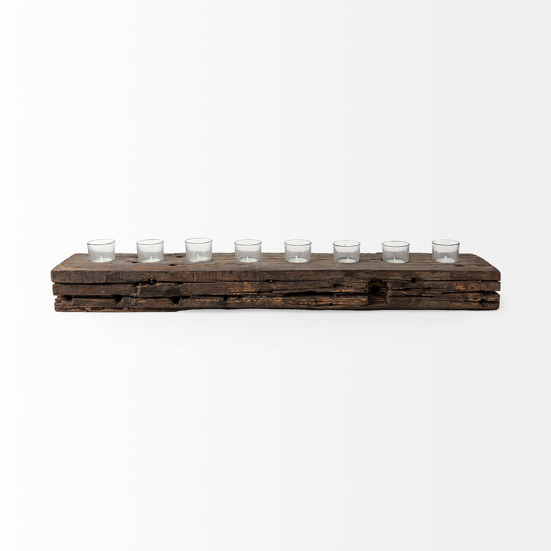 Lakara Reclaimed Wood Eight Tealight Table Candle Holder