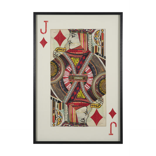 Jack of Diamonds Playing Card a Paper Mosaic Collage Framed Art under Glass