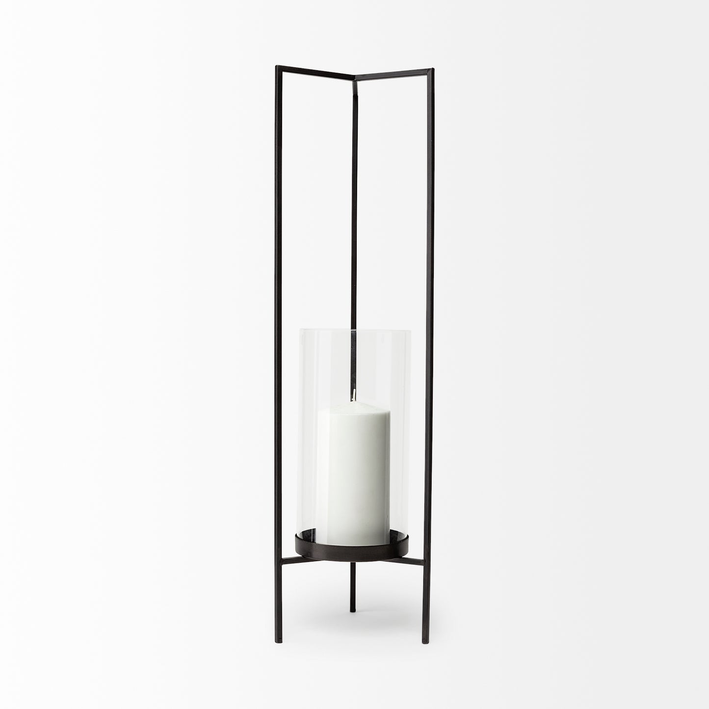 Abigail I Large Gunmetal Gray Metal Table Candle Holder