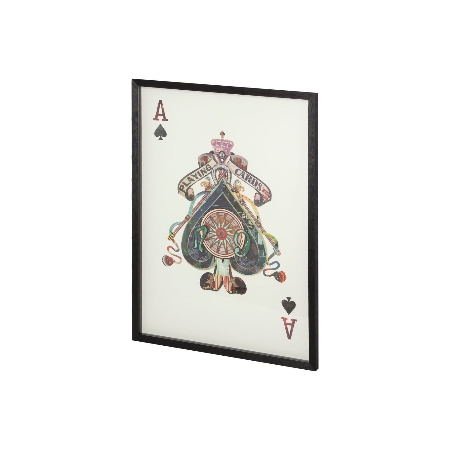Ace of Spades II Playing Card a Paper Mosaik Collage Framed Art under Glass