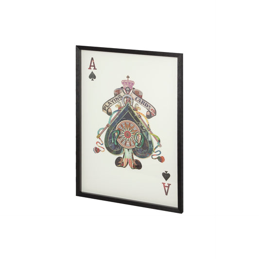 Ace of Spades II Playing Card a Paper Mosaik Collage Framed Art under Glass