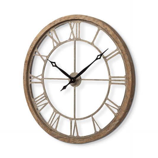 Mething Light Brown 31.5" Large Farmhouse Wall Clock