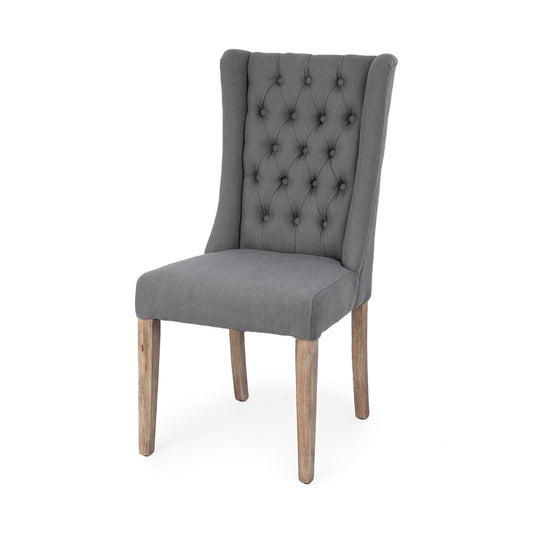 Mackenzie Dining Chair Gray Fabric | Brown Wood - dining-chairs