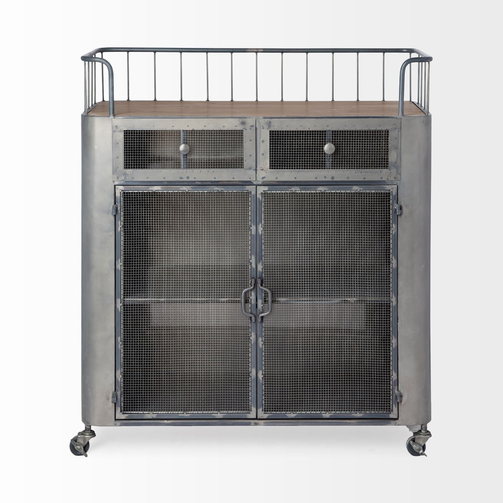 Udo Bar Cart Gray Metal | Brown Wood - bar-carts