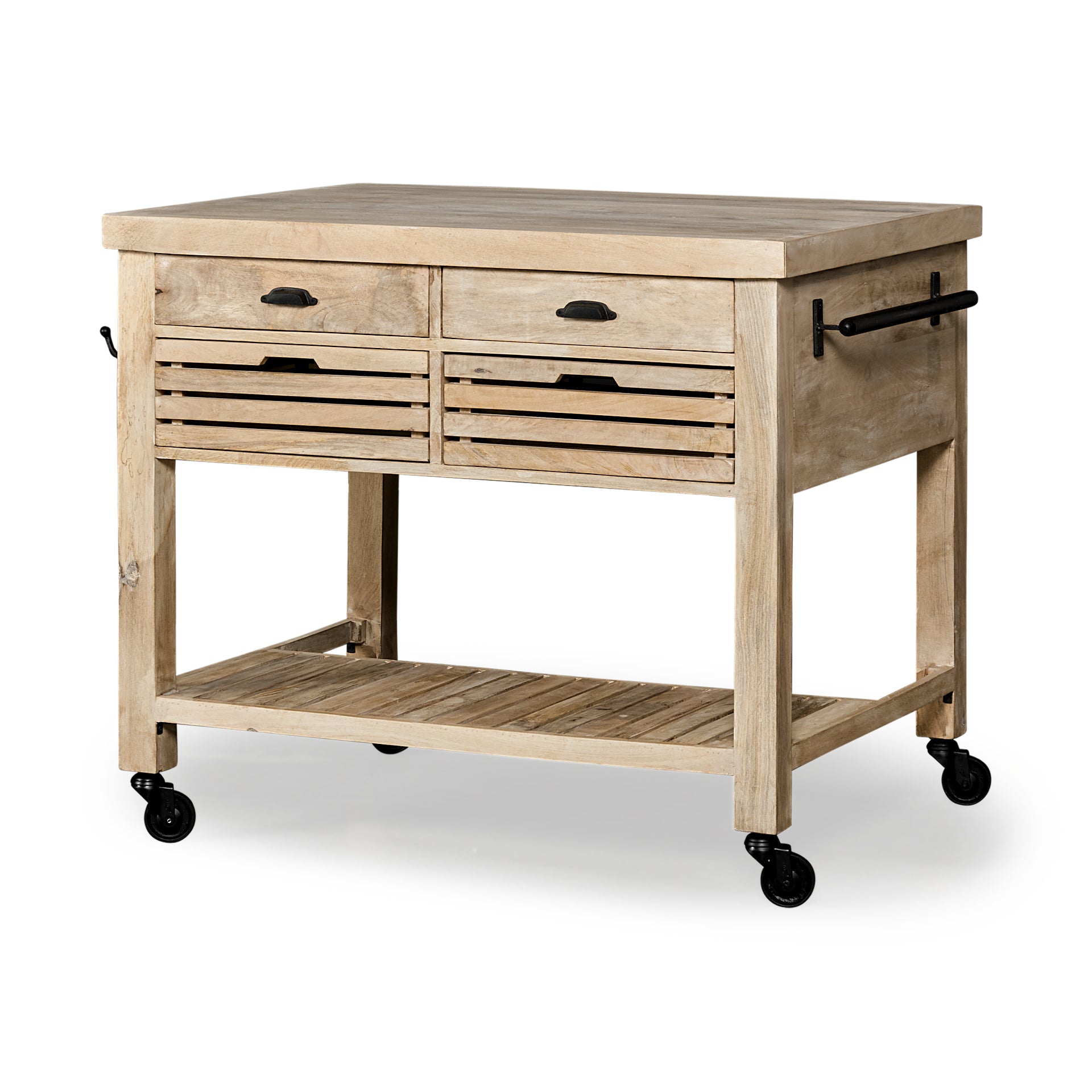 Columbia Small Kitchen Island Brown Wood | Square - kitchen-islands