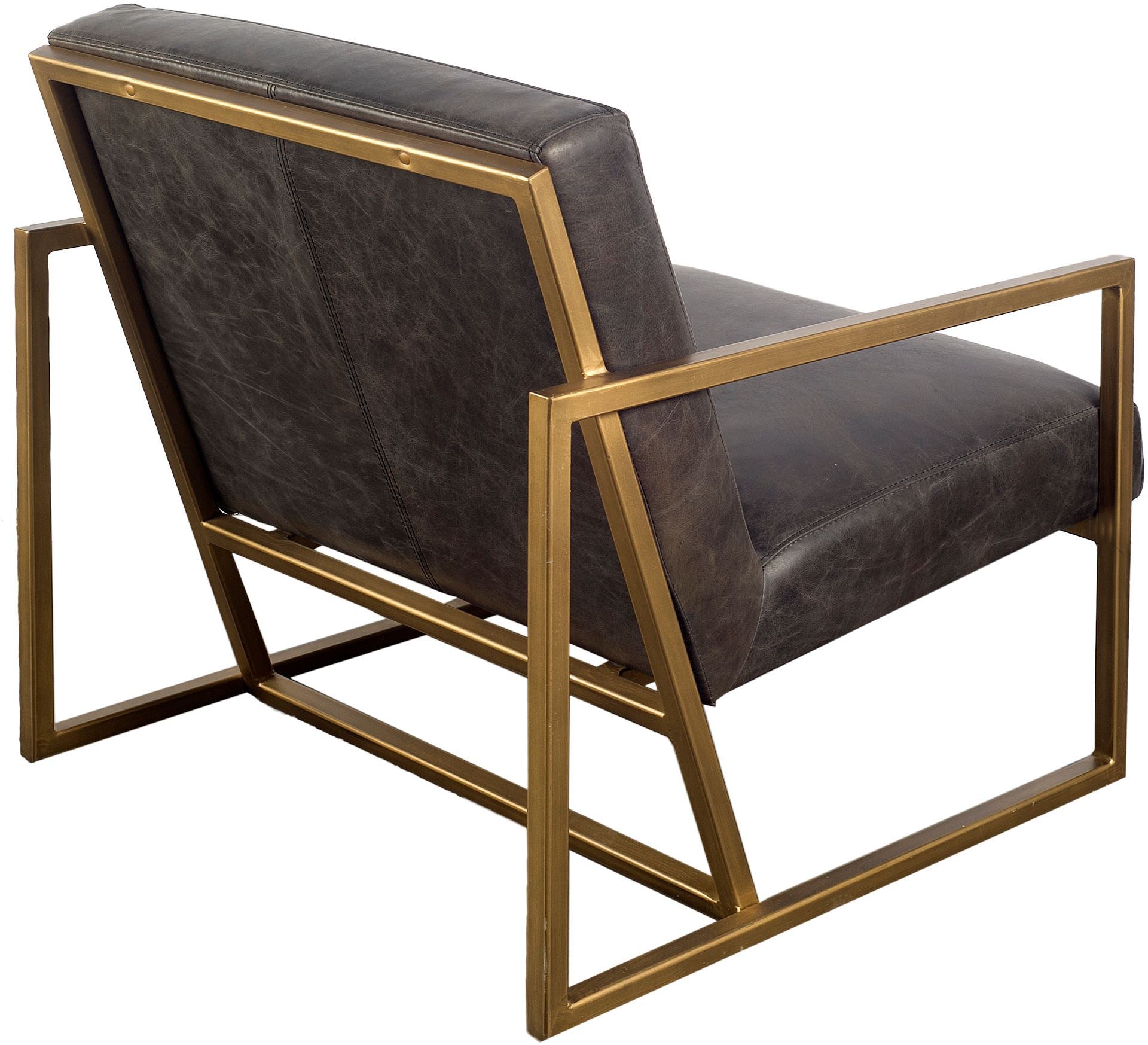 Armelle Leather Accent Chair Black Leather | Gold Metal - accent-chairs