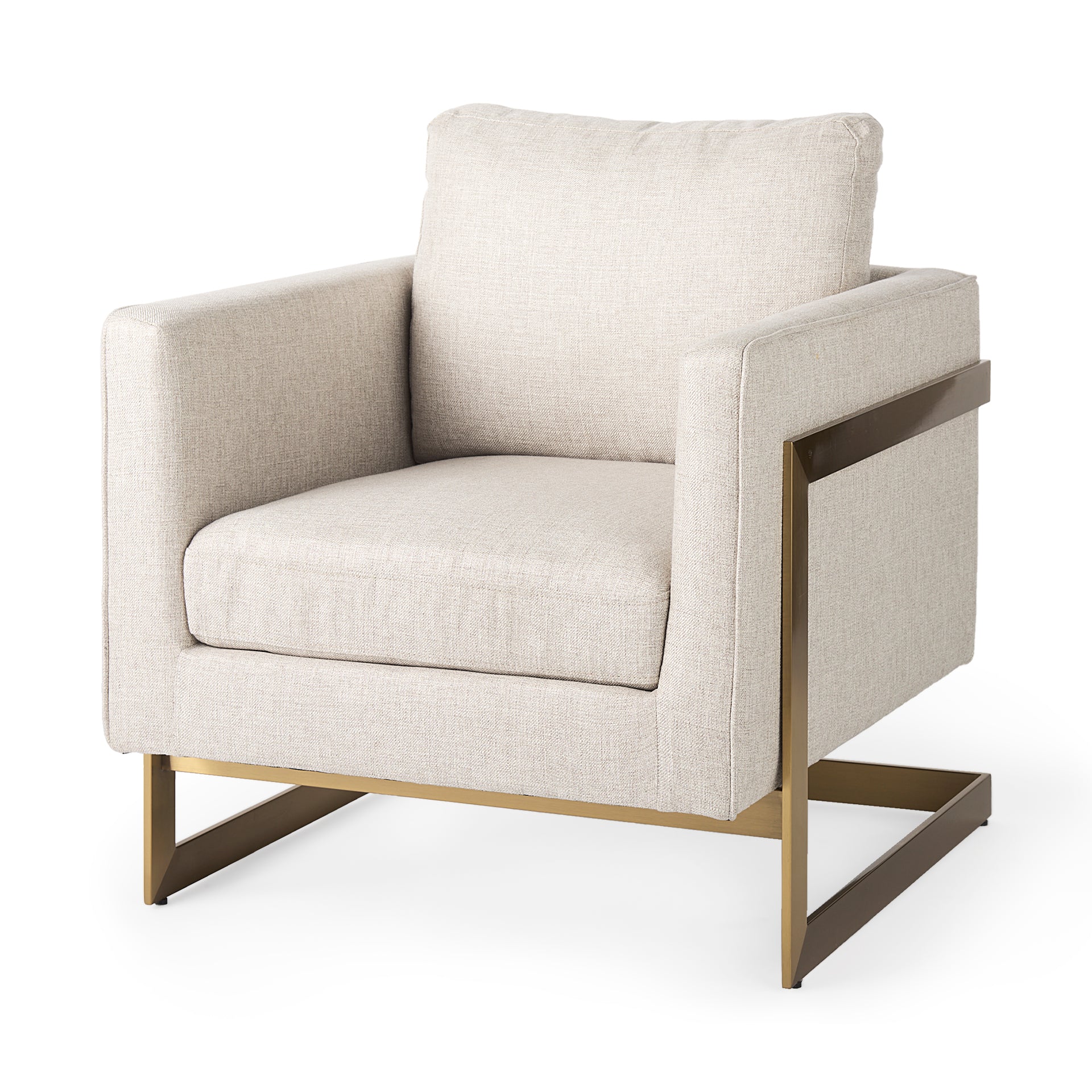 Rupert Accent Chair Cream Poly-Linen | Gold Stainless Steel - accent-chairs