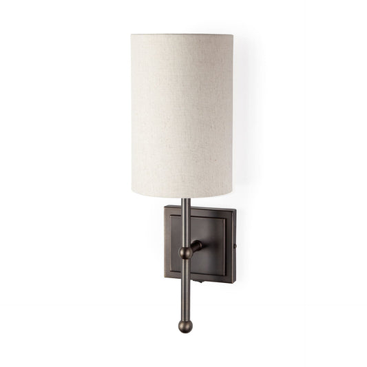 Bourgeois Wall Sconce Brown Metal | White Shade