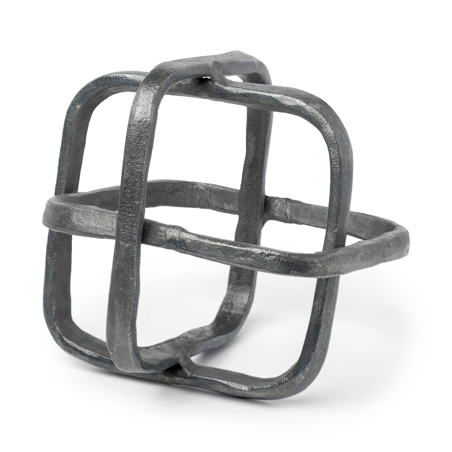 Willem II 9L x 9W Silver Metal Open Cube Decor Object