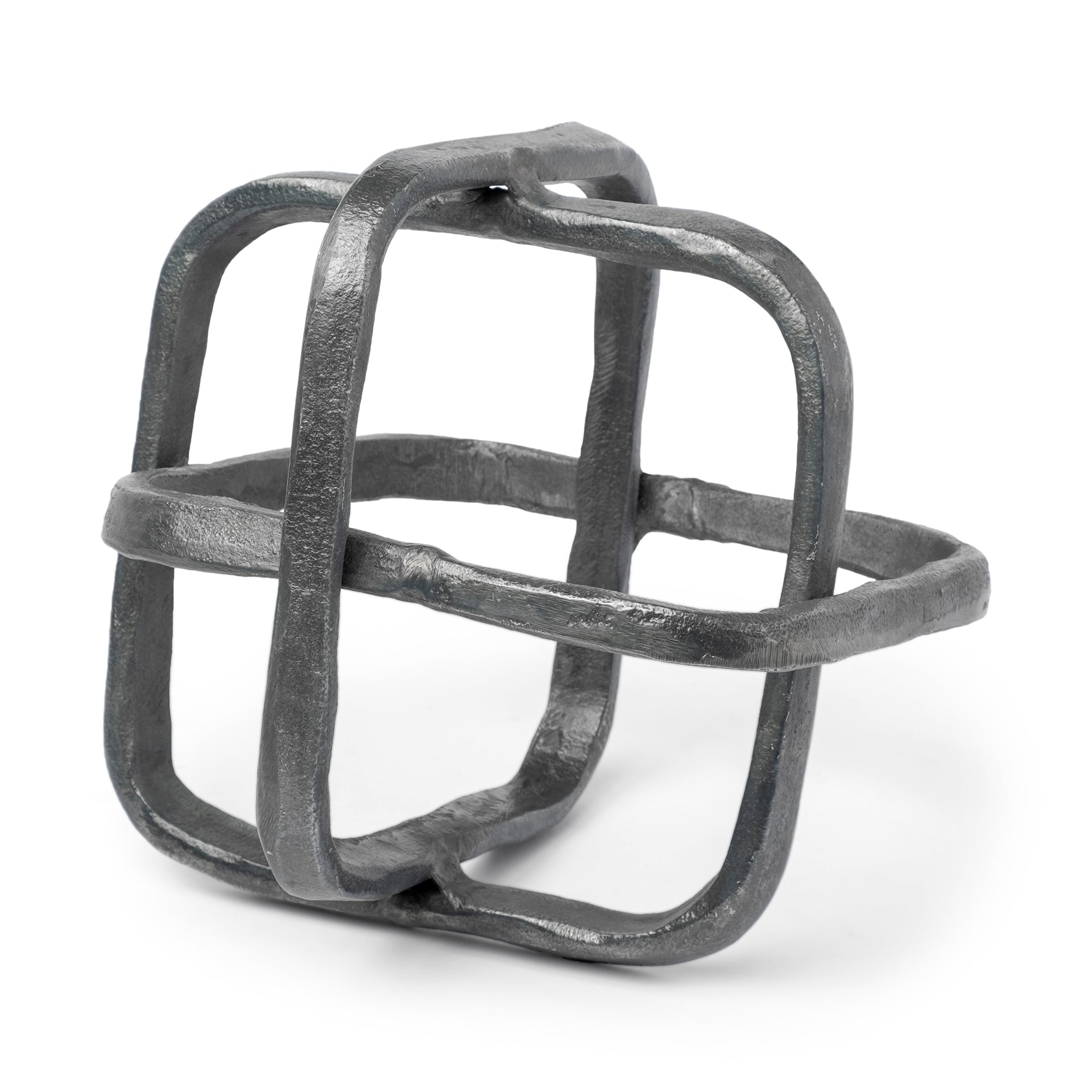 Willem II 9L x 9W Silver Metal Open Cube Decor Object