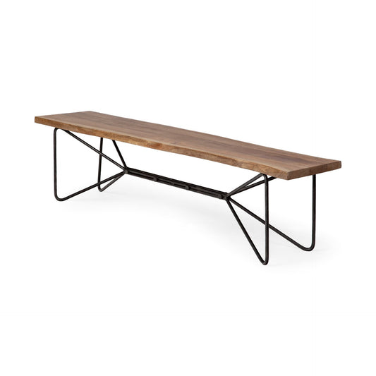 Papillion Bench Natural Wood | Black Iron - benches