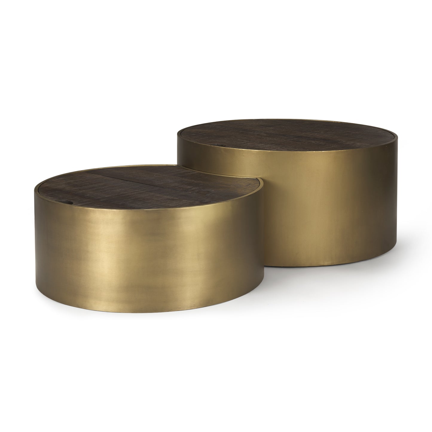 Eclipse Coffee Table Antique Brass Metal | Brown Wood - coffee-tables