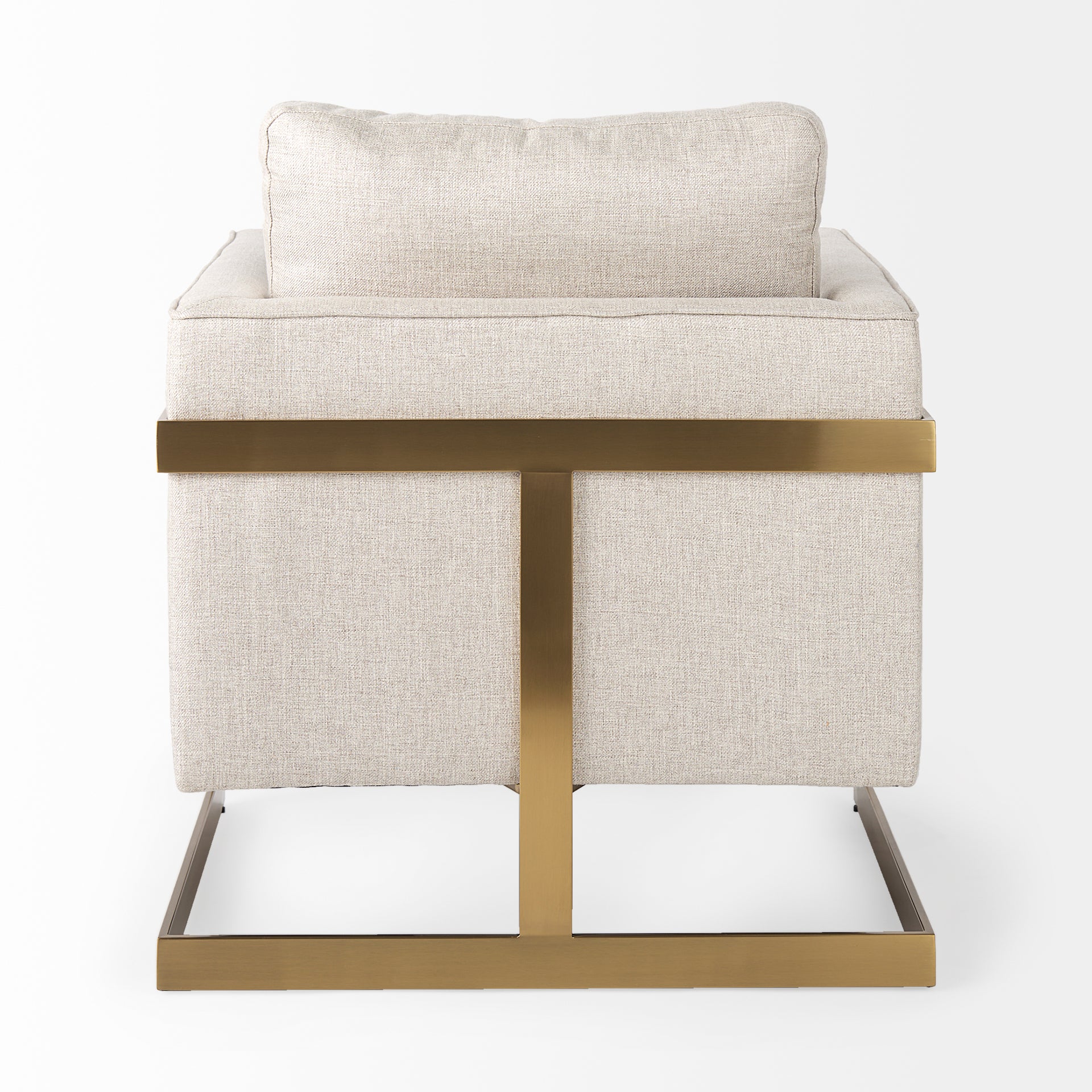 Rupert Accent Chair Cream Poly-Linen | Gold Stainless Steel - accent-chairs