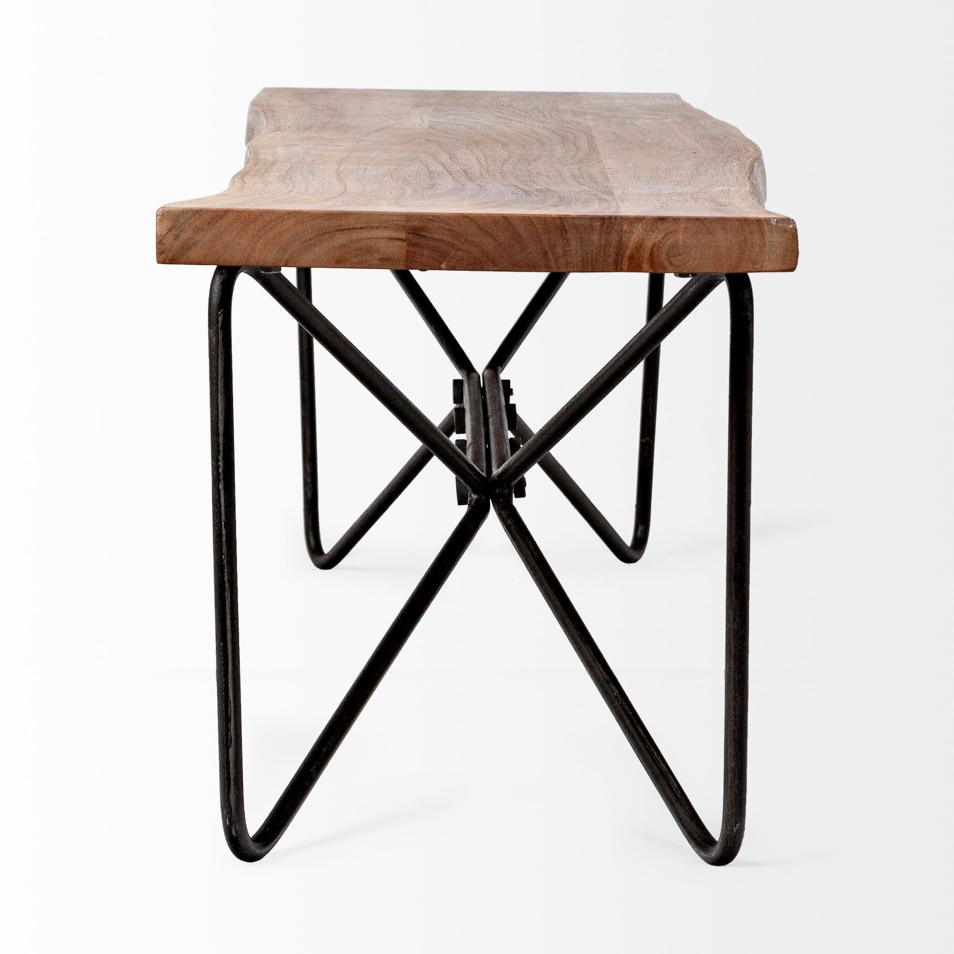 Papillion Bench Natural Wood | Black Iron - benches