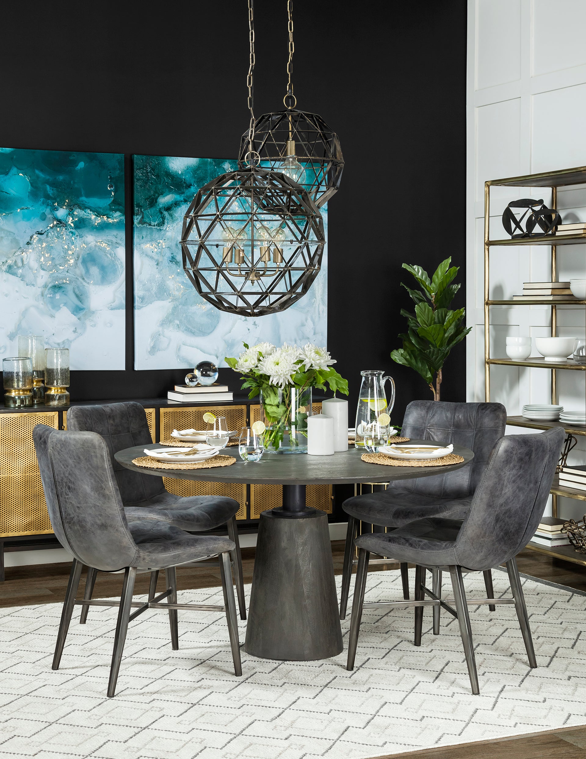Horsdal Dining Chair Black Genuine Leather | Black Metal - dining-chairs