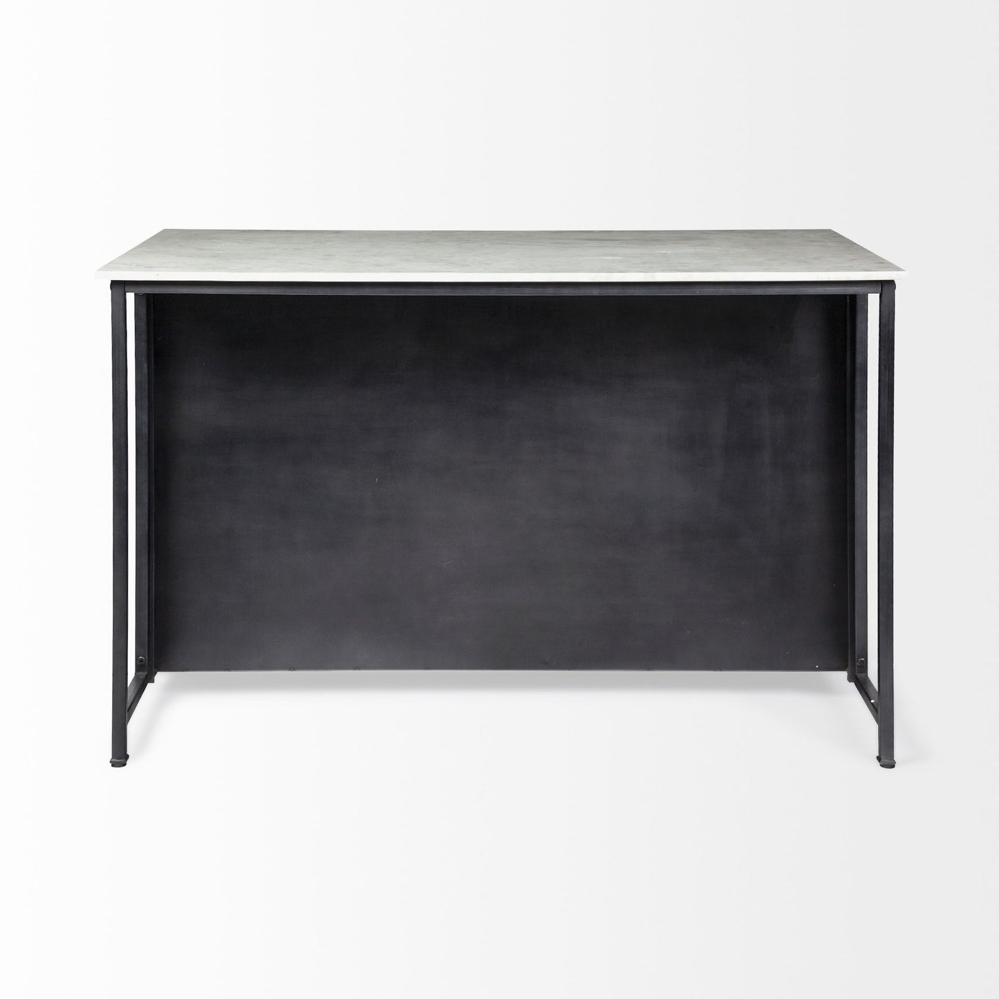 Fieri Kitchen Island Black Metal | White Marble