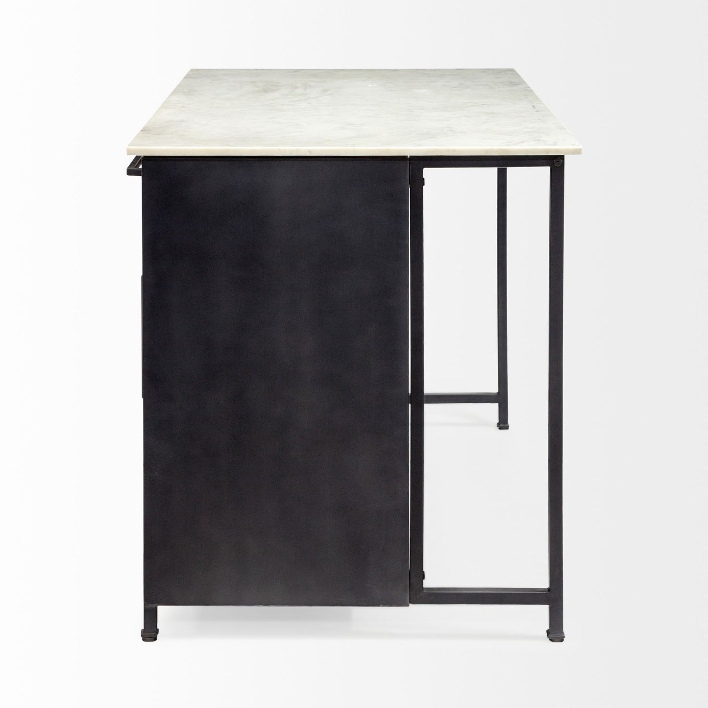 Fieri Kitchen Island Black Metal | White Marble