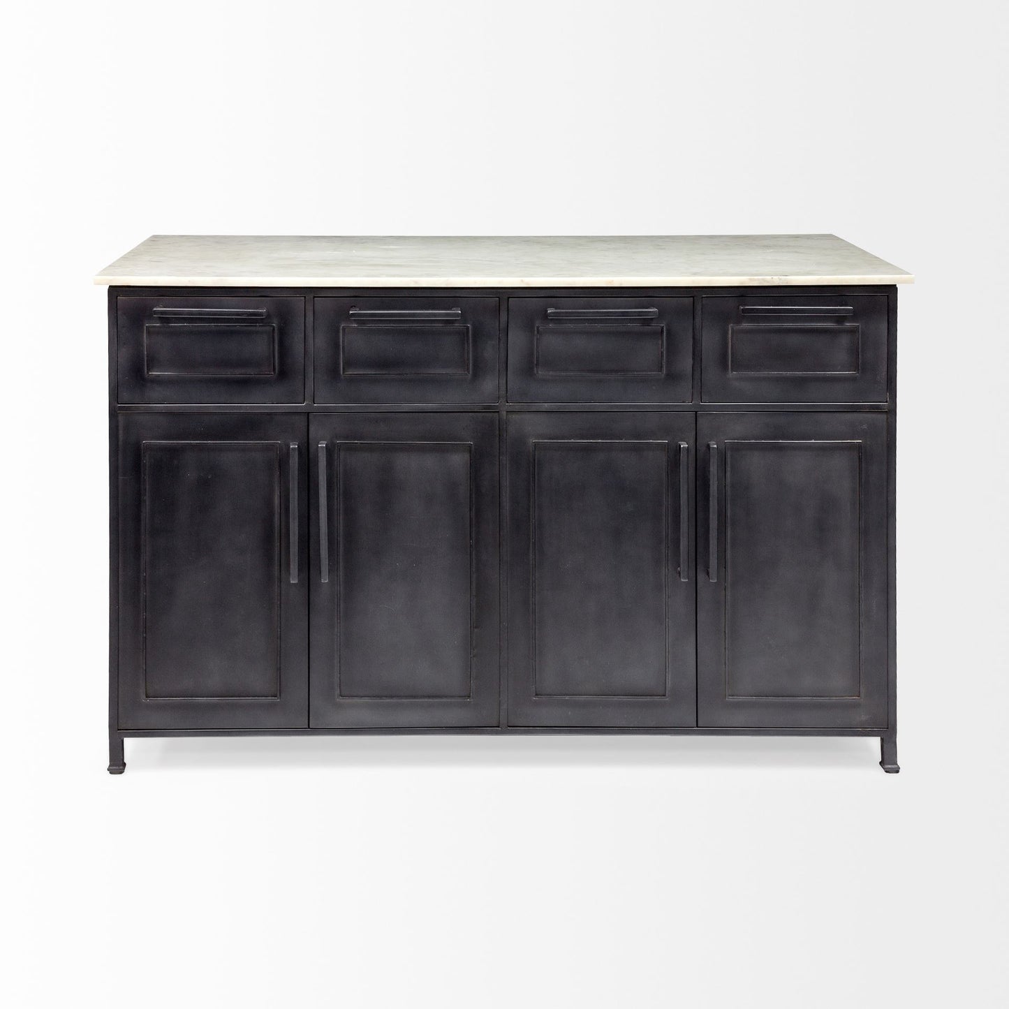 Fieri Kitchen Island Black Metal | White Marble