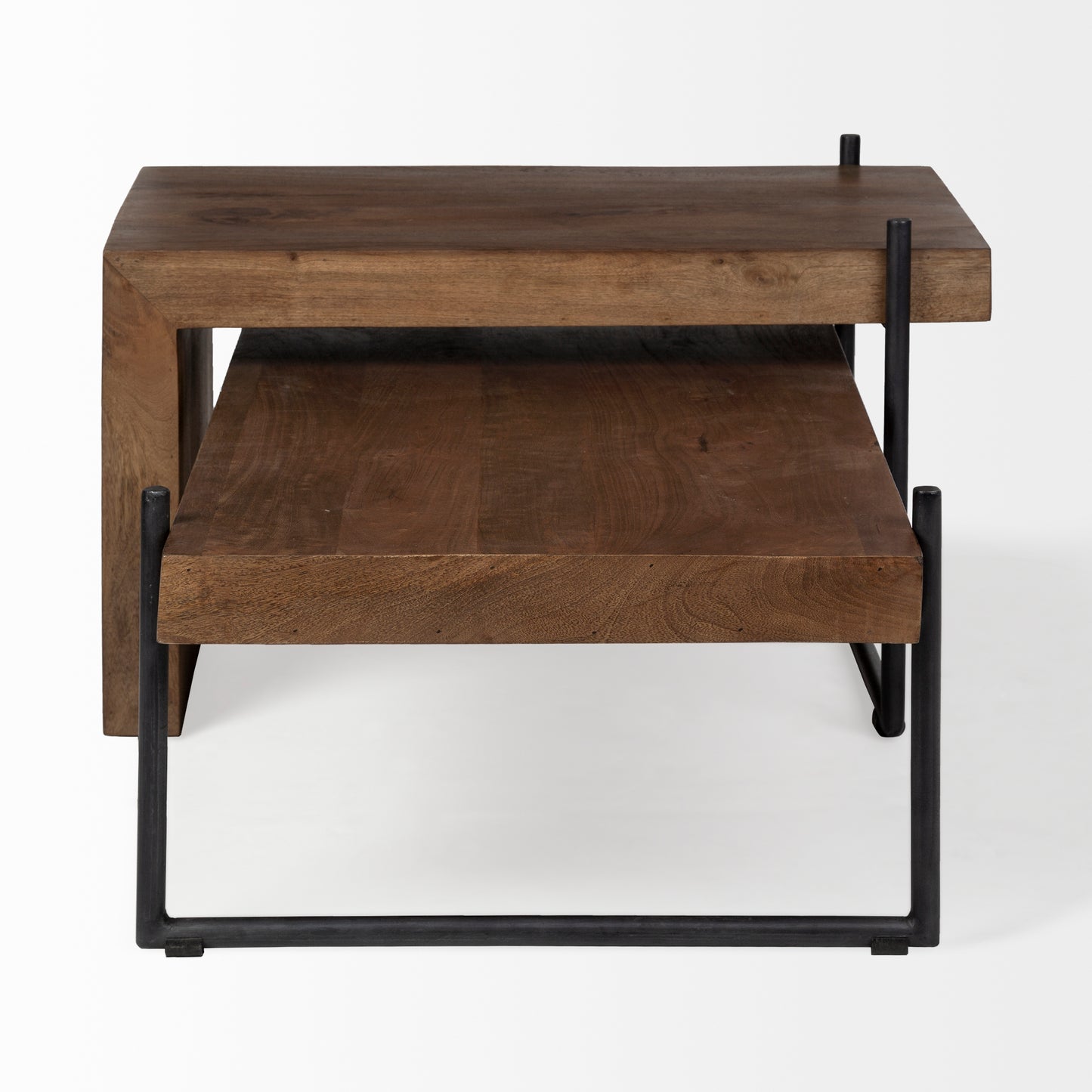 Maddox Coffee Table Brown Wood | Black Metal - coffee-tables