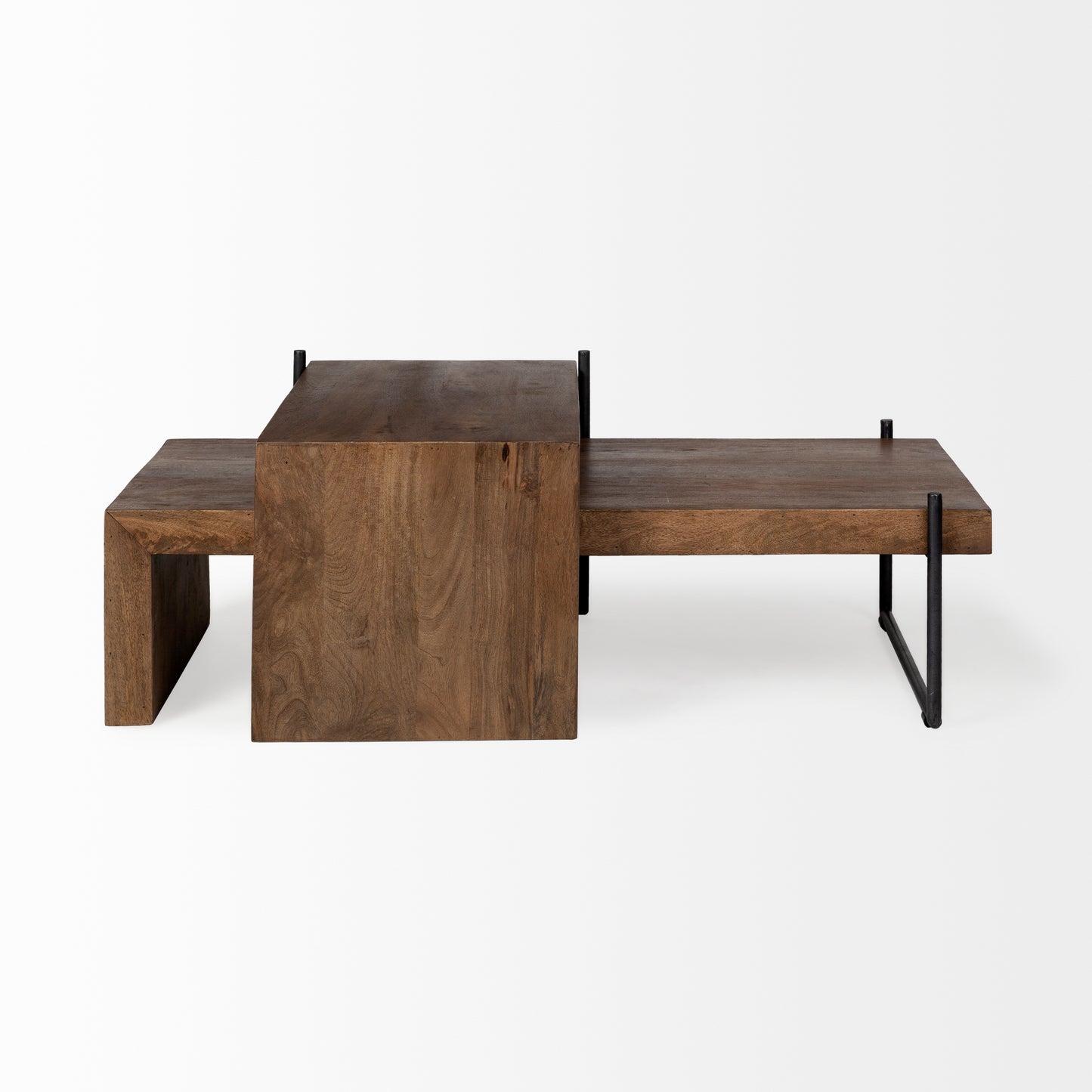 Maddox Coffee Table Brown Wood | Black Metal - coffee-tables