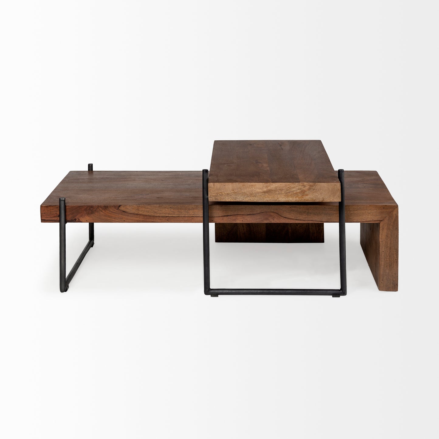 Maddox Coffee Table Brown Wood | Black Metal - coffee-tables