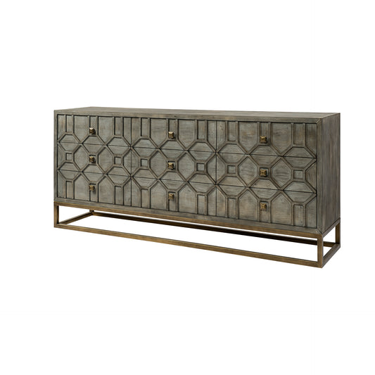 Genevieve Sideboard Gray Wood | Gold Metal - sideboards-and-buffets