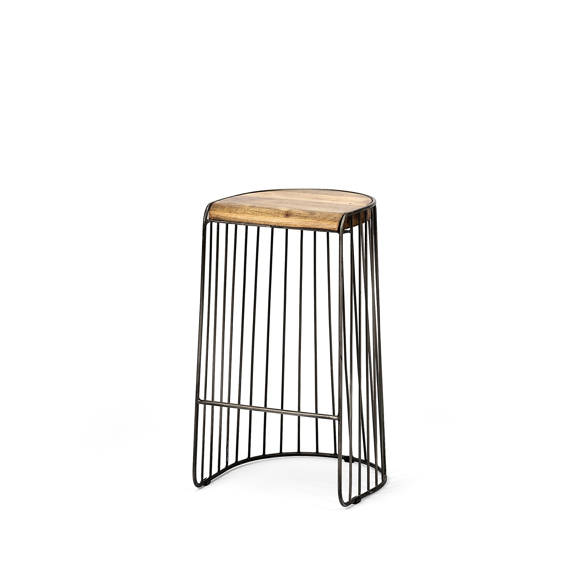 Seagram Wood Seat Bar Counter Stool Brown Wood | Black Metal | Bar - bar-stools