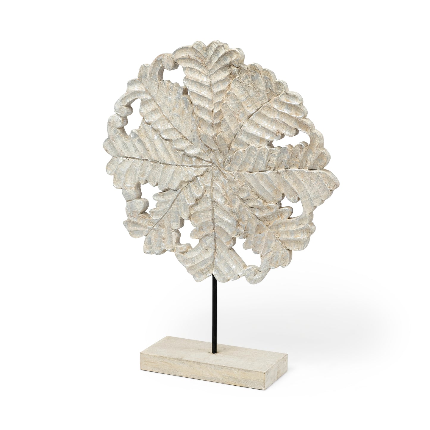 Kamara II (Large) 16L x 4W White Washed Wood W/Antiqued Silver  Botanical Decorative Object