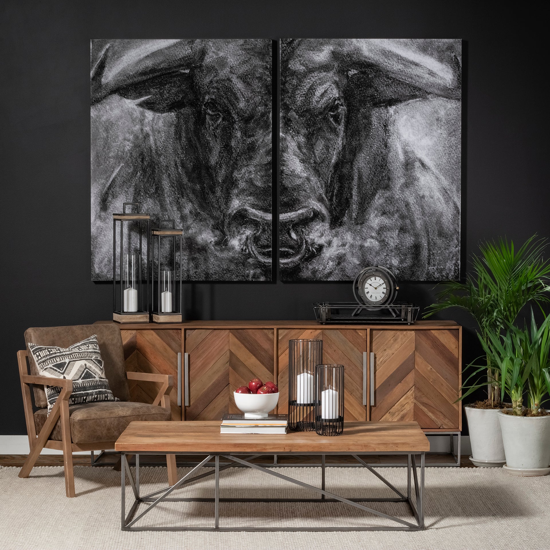 Velo II Large Black Metal Cylindrical Table Candle Holder
