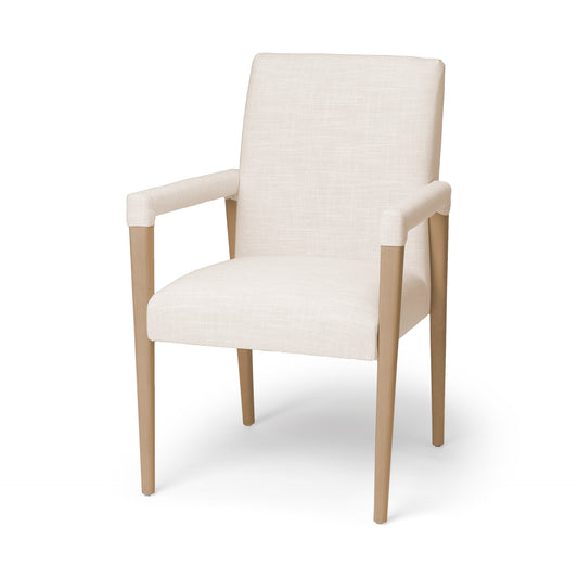 Palisades Dining Chair Cream | Light Brown Wood | Armed - dining-chairs