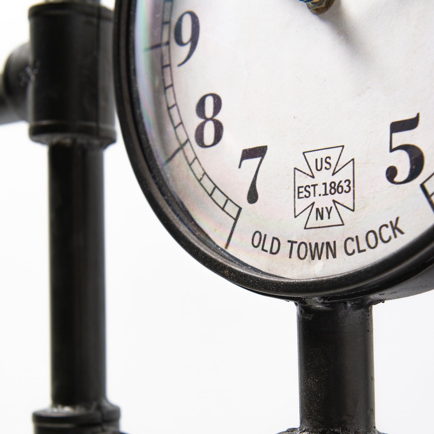 Trifect Black Iron Pipe Three Face Floor Clock