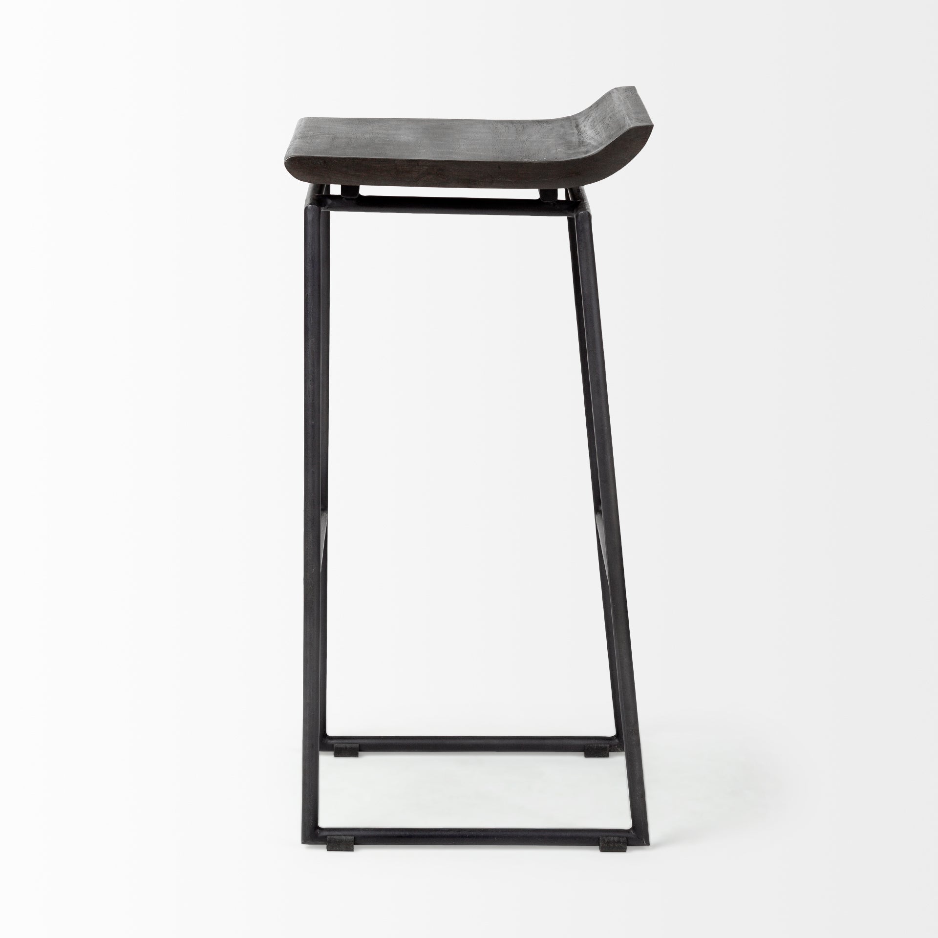 Givens 30.25"H Seat Height Black Wood Seat Black Metal Base Stool