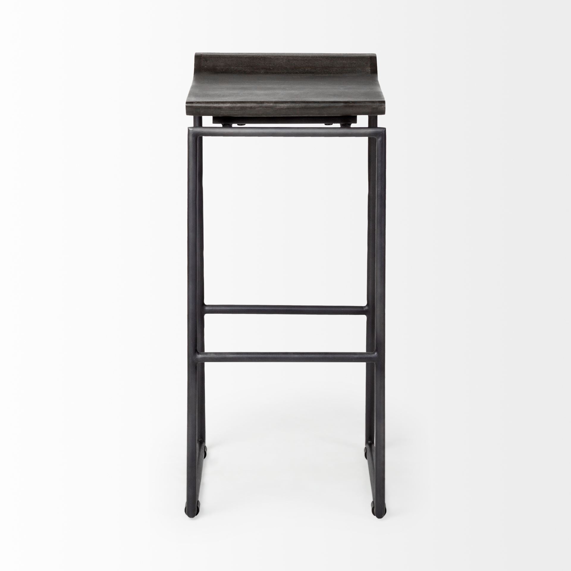 Givens Wood Seat Bar Counter Stool Black Wood | Black Metal | Bar - bar-stools