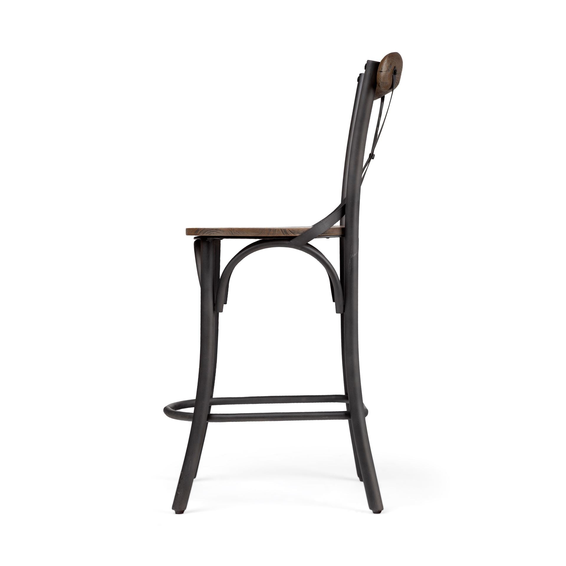 Etienne Bar Counter Stool Brown Wood | Black Metal | Counter - bar-stools