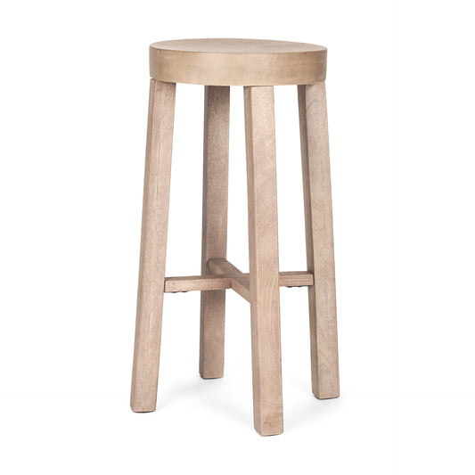 Brahma Bar Counter Stool White Washed Wood | 30H - bar-stools