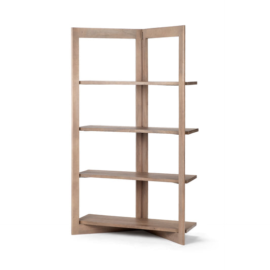 Turnbull I 42L x 16W x 72H Light Brown Wood Four Shelf Shelving Unit