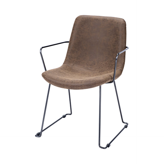 Sawyer Dining Chair Brown Faux Leather | Black Metal (Armchair) - dining-chairs