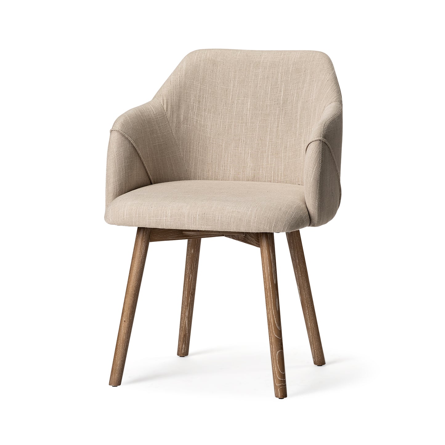 Ronald Dining Chair Cream Fabric | Brown Wood (Armchair) - dining-chairs