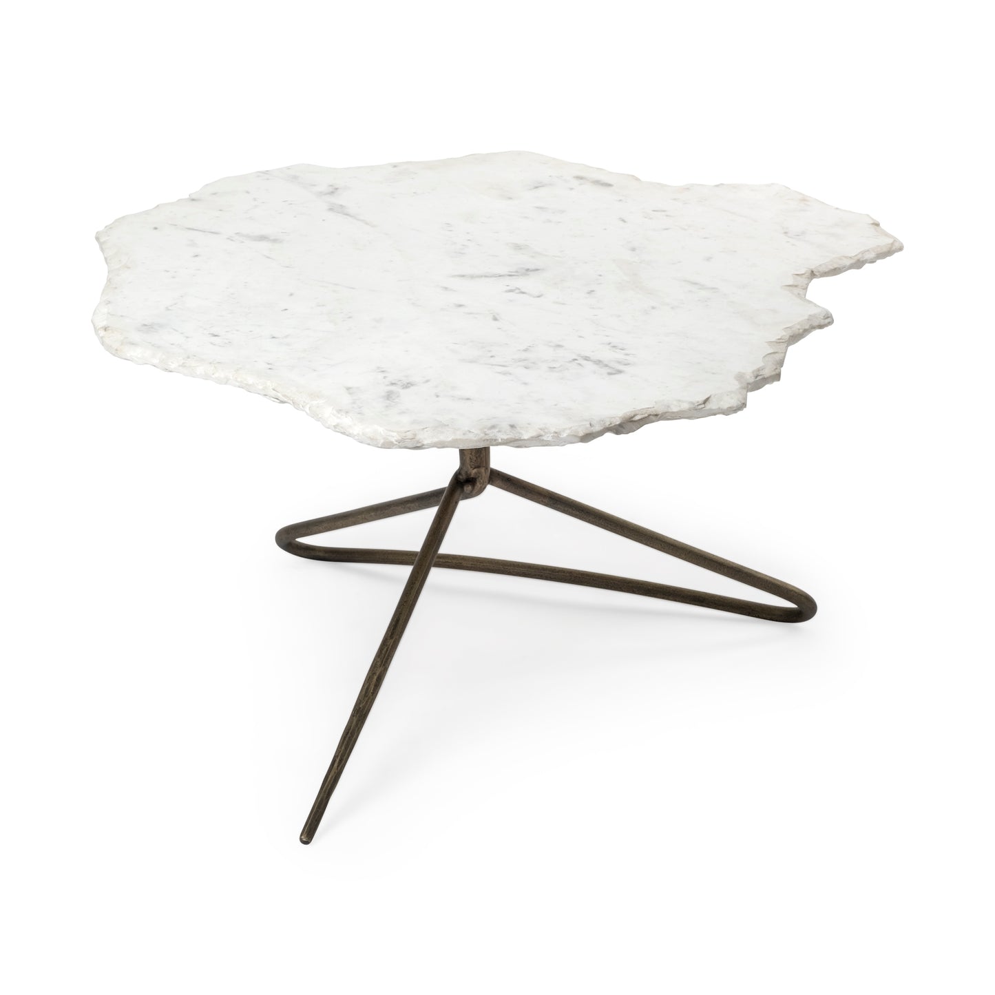 Pinera Coffee Table White Marble | Gold Metal