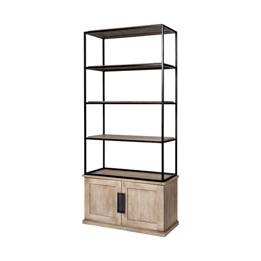 Braxton Shelving Unit Light Brown Wood | Black Metal | 42L