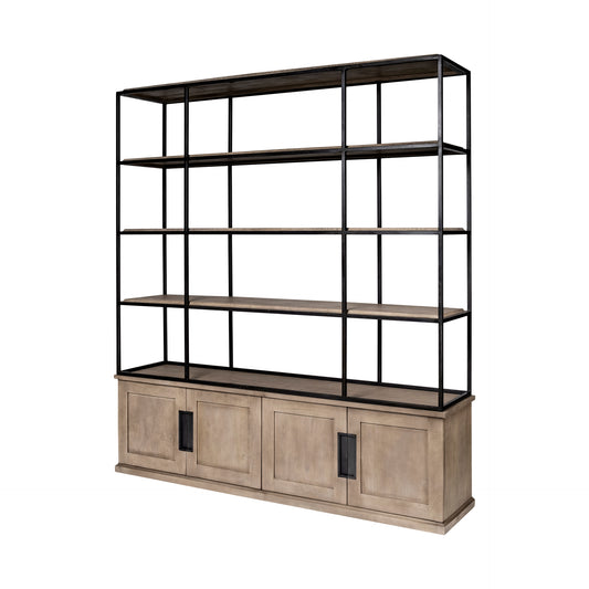 Braxton Shelving Unit Light Brown Wood | Black Metal | 82L