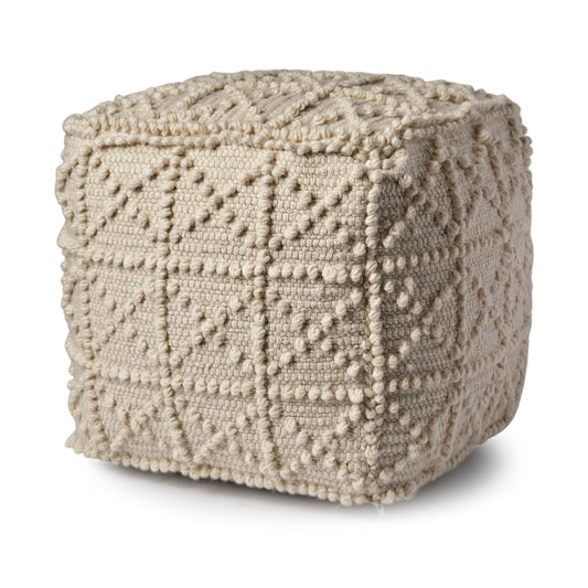 Leroy Pouf Ivory Wool - poufs