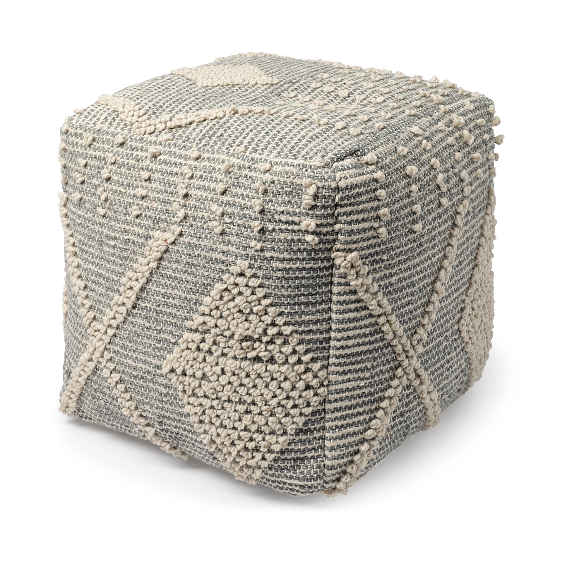 Brinket Pouf Gray/Cream Polyester - poufs